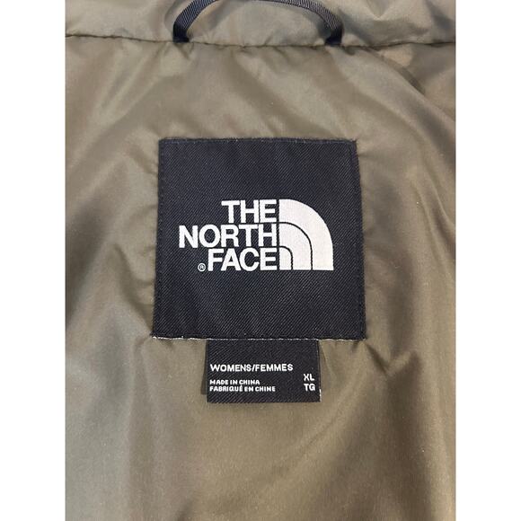 THE NORTH FACE XL Gotham Women's Khaki 550 Down Puffer Hooded Quilted Faux Fur - Picture 9 of 16